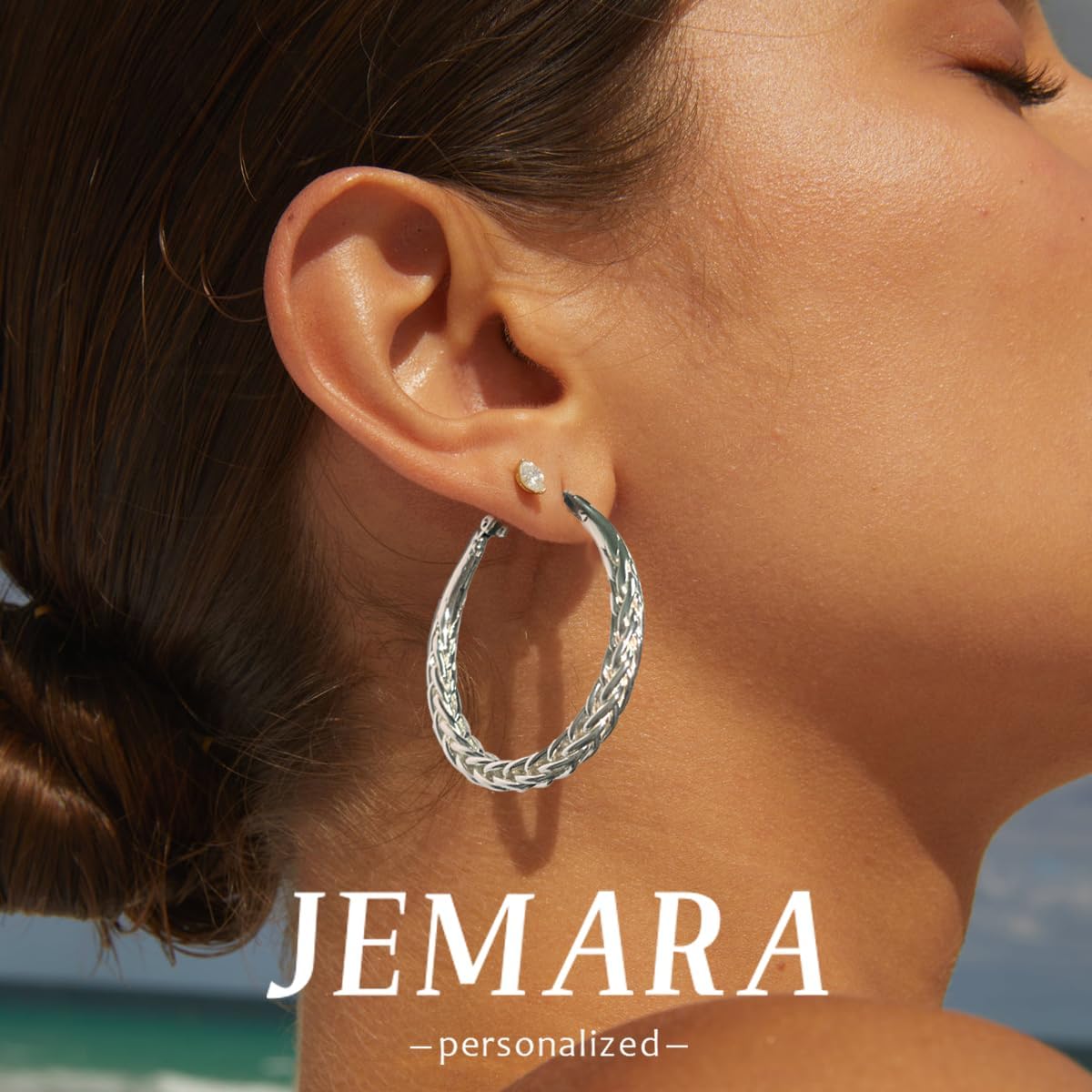 JEMARA Pendientes de Aro de Plata para Mujer a la Moda Hipoalergéni...