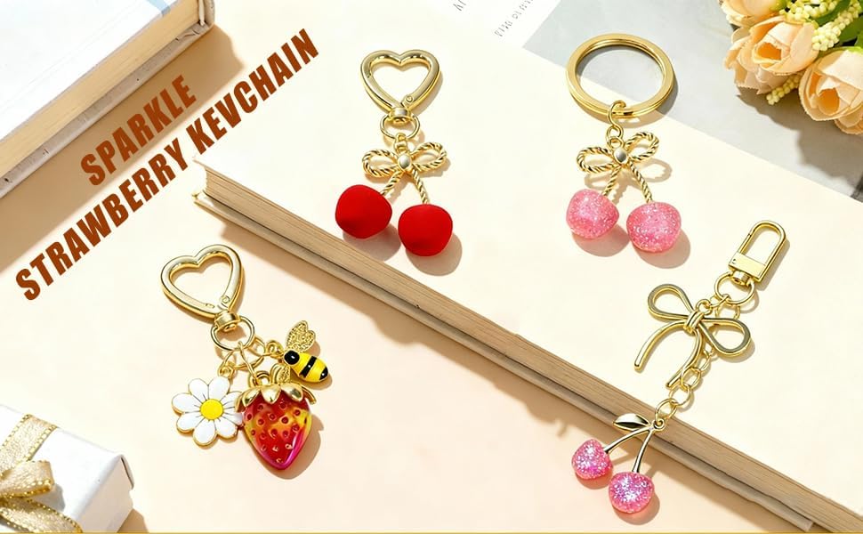 SIGZKK Lindo bolso de fresa para bolso de mano, llavero para mujer,...