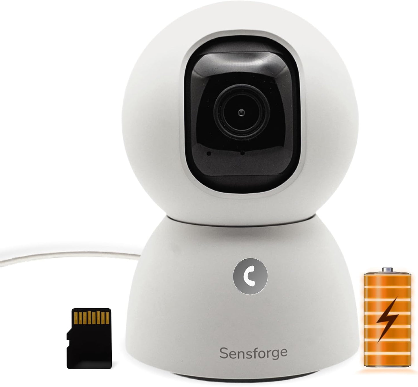 SensForge Cámara de seguridad recargable de 2.5 K, cámara doméstica...