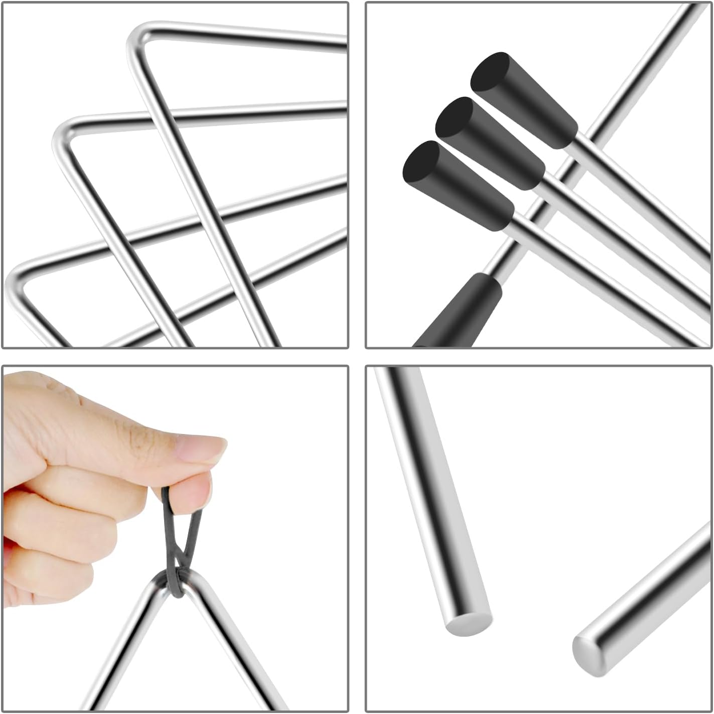 EASTROCK Juego de instrumentos triangulares 3 paquetes de 4 5 6 pul...