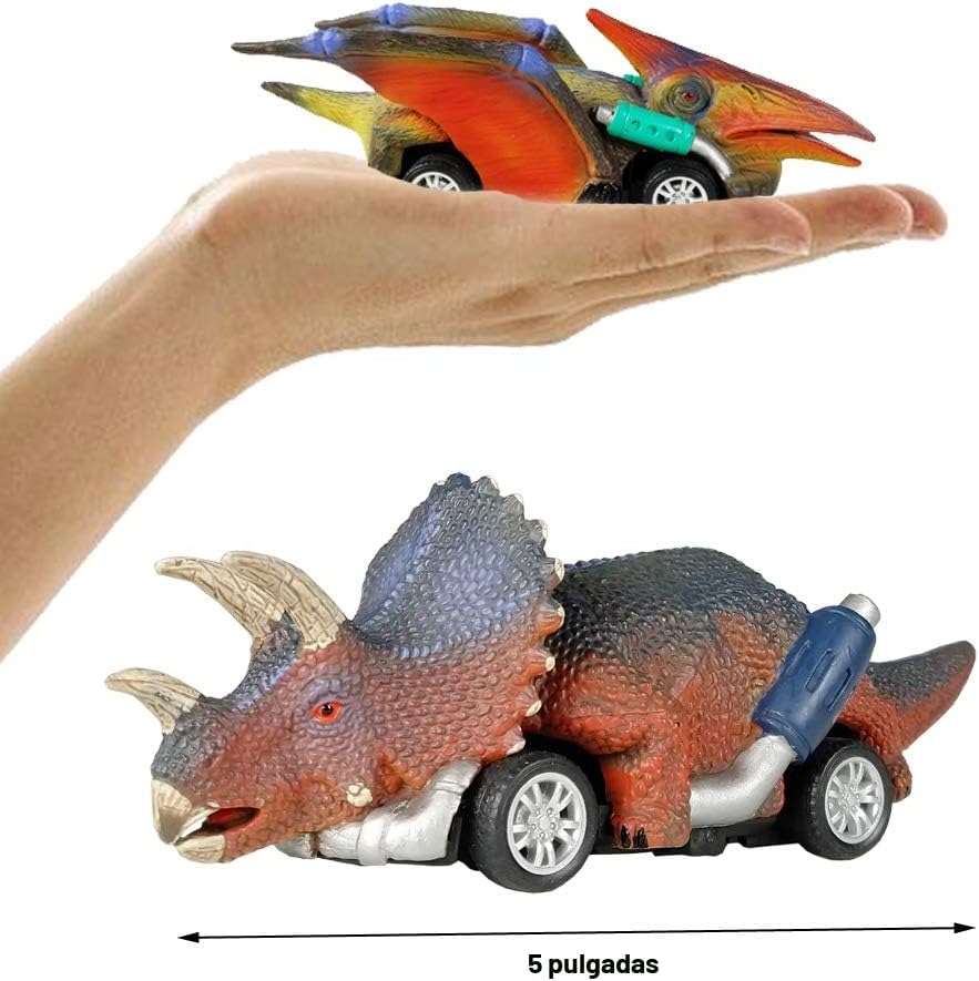 DINOBROS Coches de juguete de dinosaurio, paquete de 6 juguetes de...