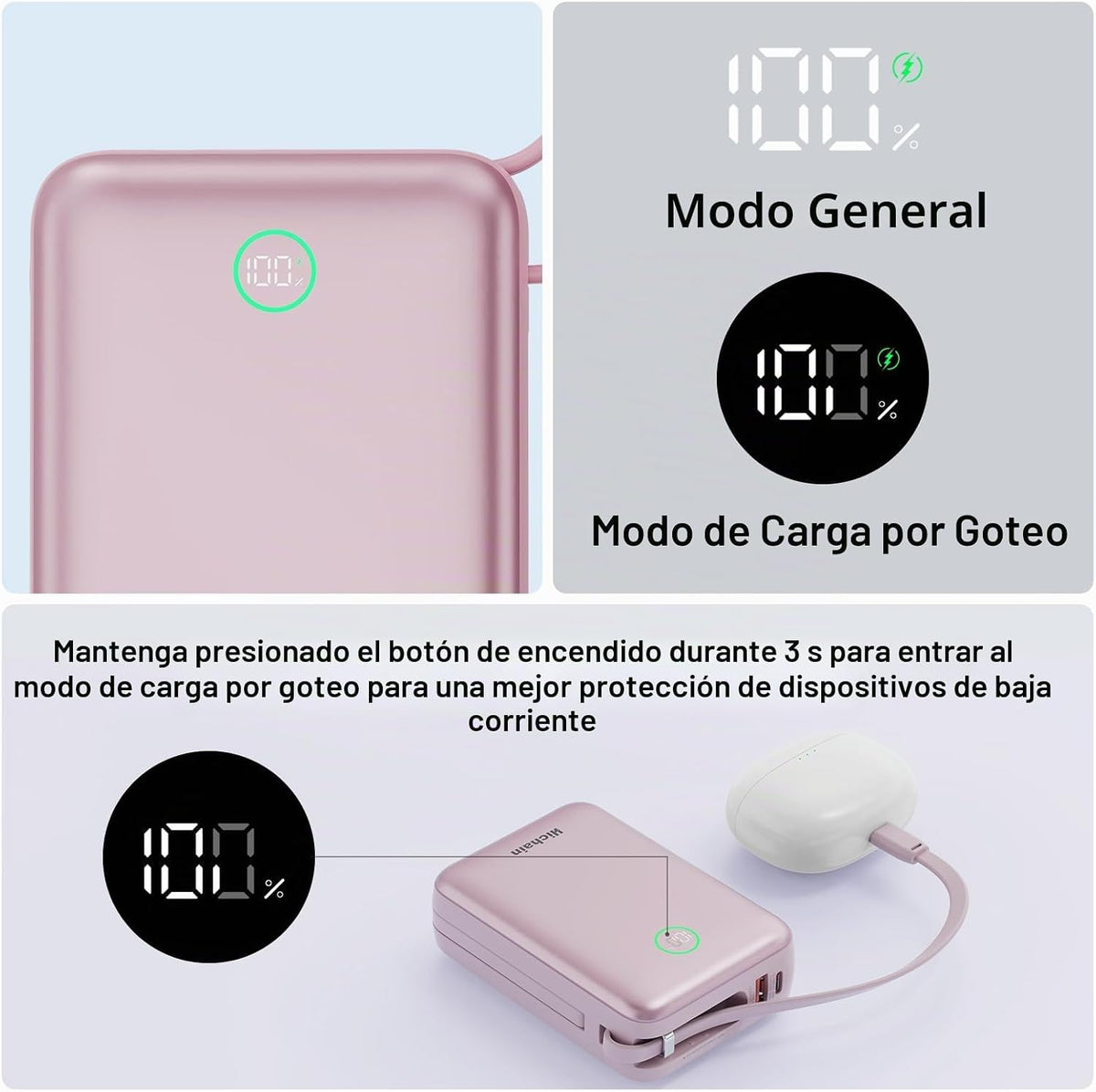 Hichain Cargador portátil 35W 20000mAh Banco de energía con doble e...