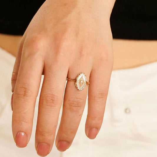 JASXEYO Anillo de encaje de onda simple para mujer, anillo de estil...