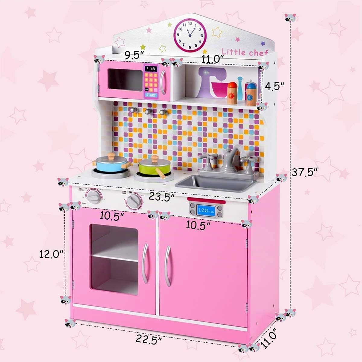 OLAKIDS - Juego de cocina para niños, cocina de madera para niños p...