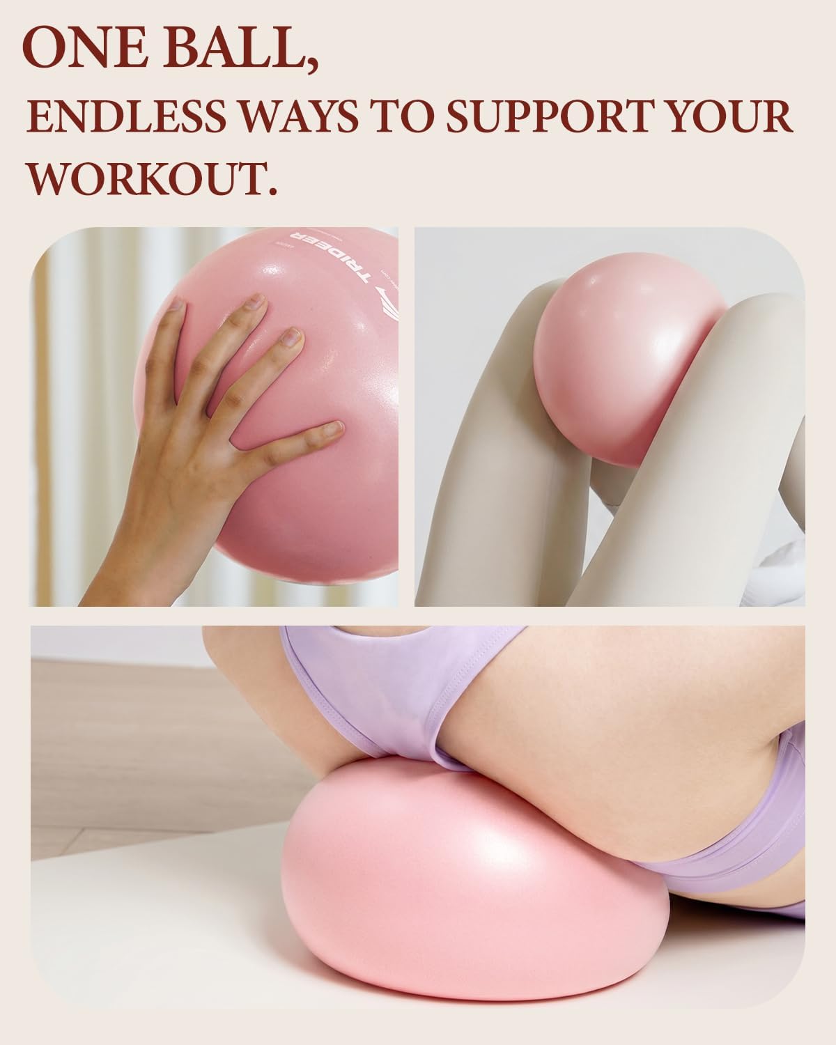 Trideer Pelota de pilates de 9 pulgadas con pajita de inflado, pequ...