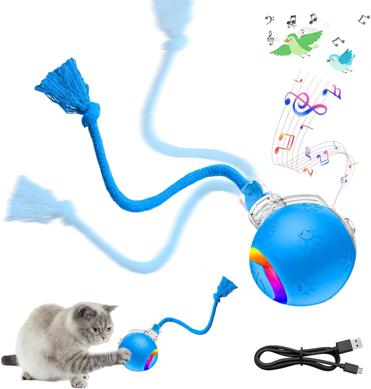 Yaruiguang Juguete automático 2 en 1 para gatos con varita teaser,...