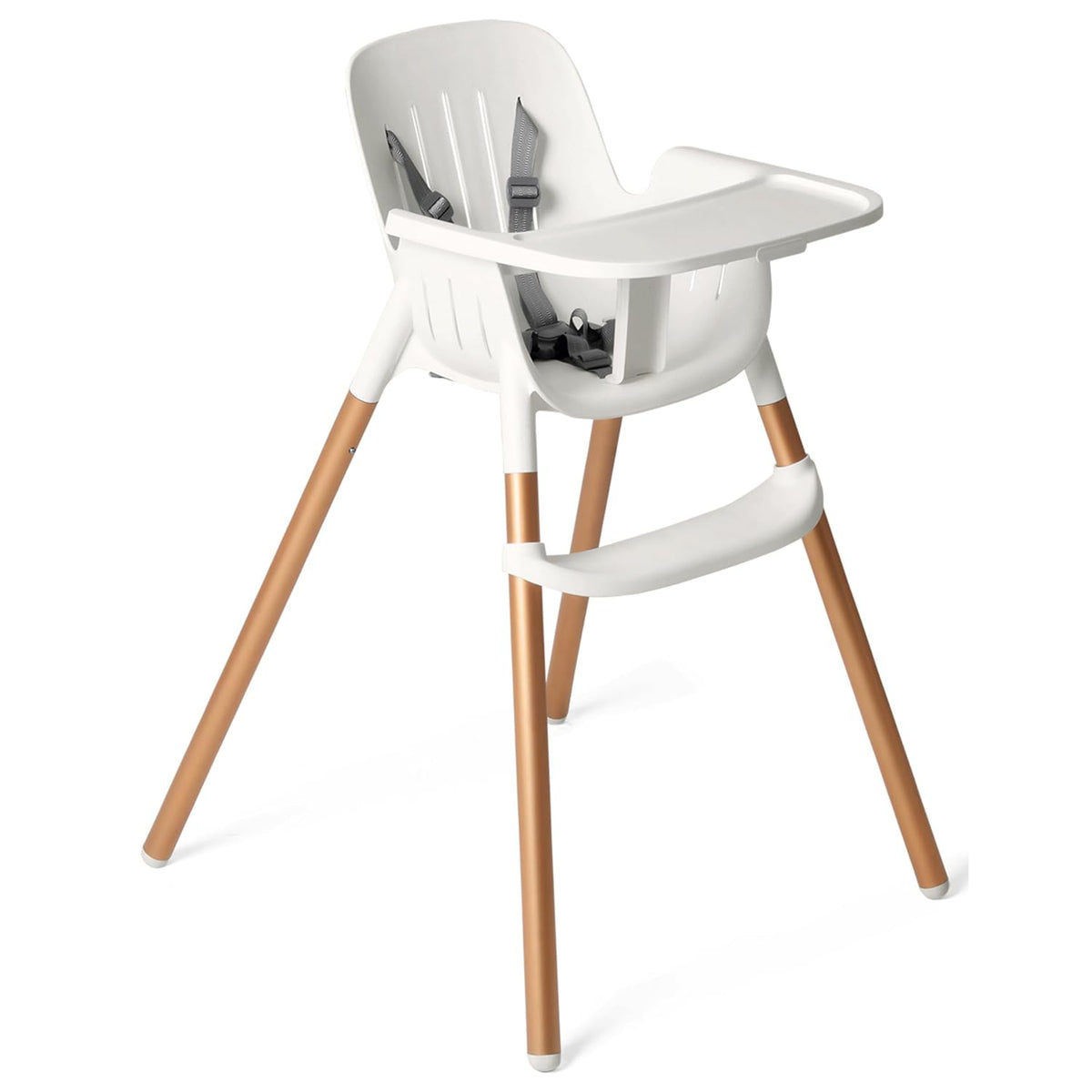 Silla alta PEG Poke - Polar (blanco y dorado) | Moderno y fácil de...
