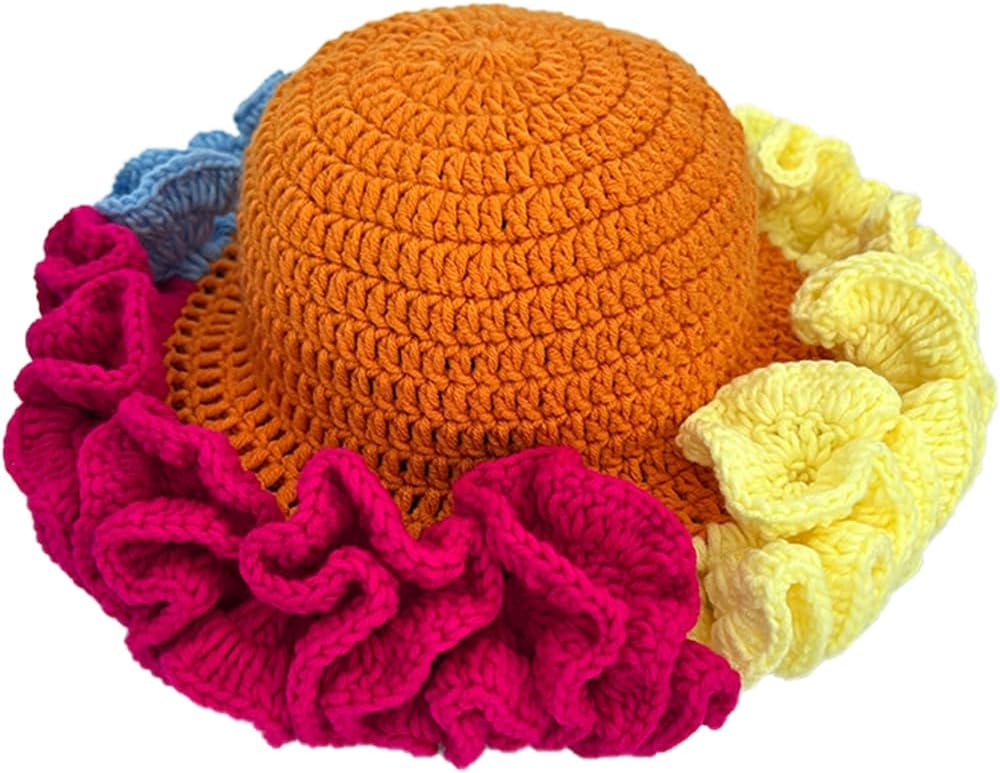 Hshsclth Gorro de ganchillo hecho a mano para mujer con diseño bohe...
