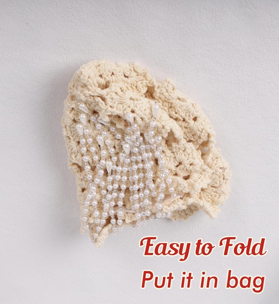 LisLic Gorro holgado de ganchillo para mujer, bonito gorro de punto...