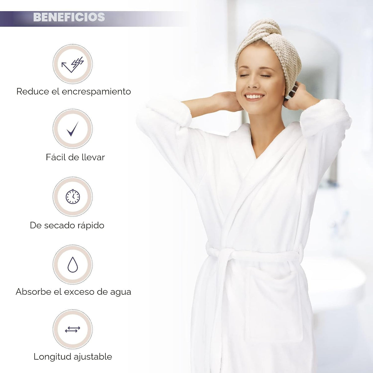 SimpleField Paquete de 2 toallas de microfibra para el cabello para...