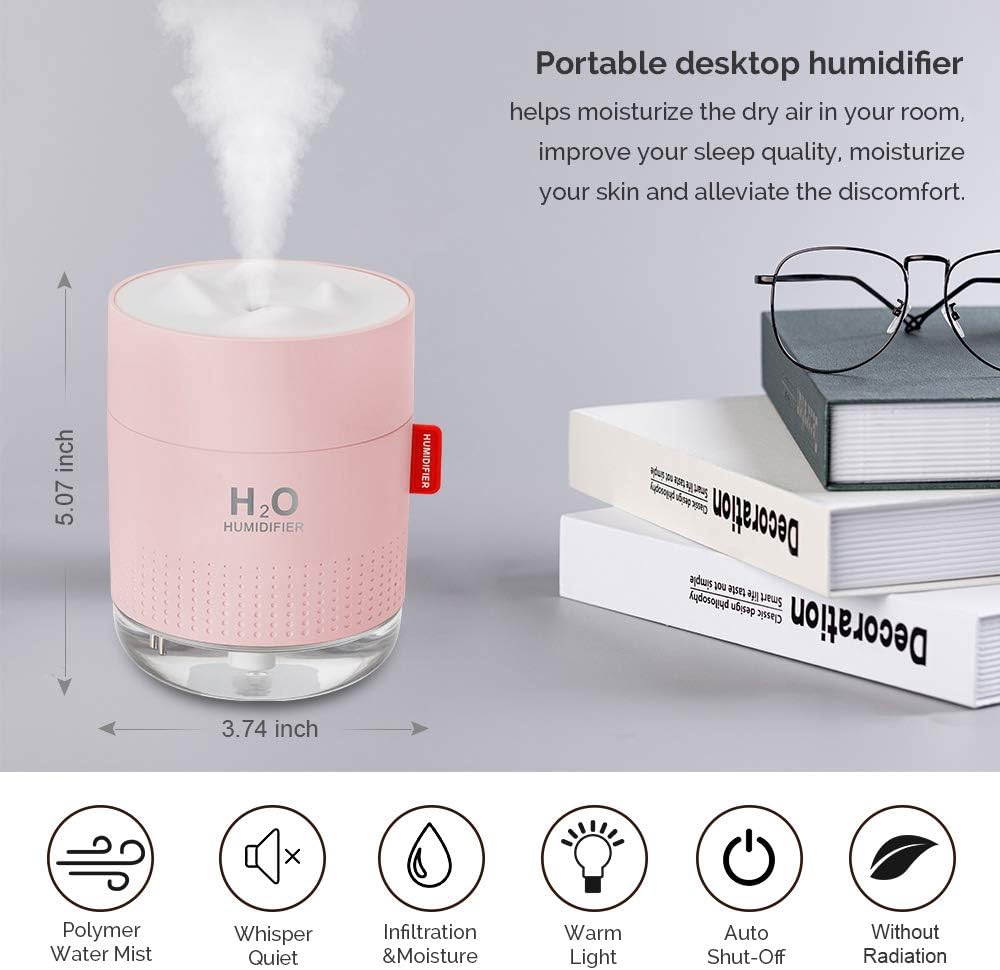 Minihumidificador portátil de niebla fría, 500ml, humidificador de...