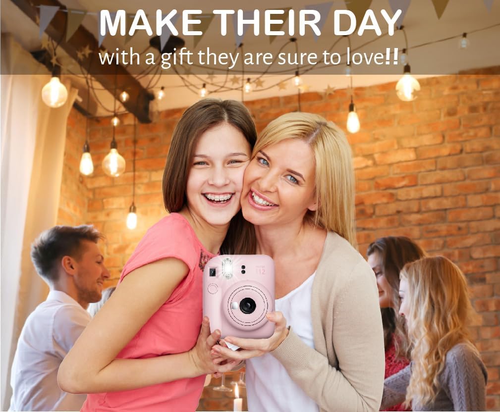 Fujifilm Instax Mini 12 - Cámara de película instantánea color rosa...