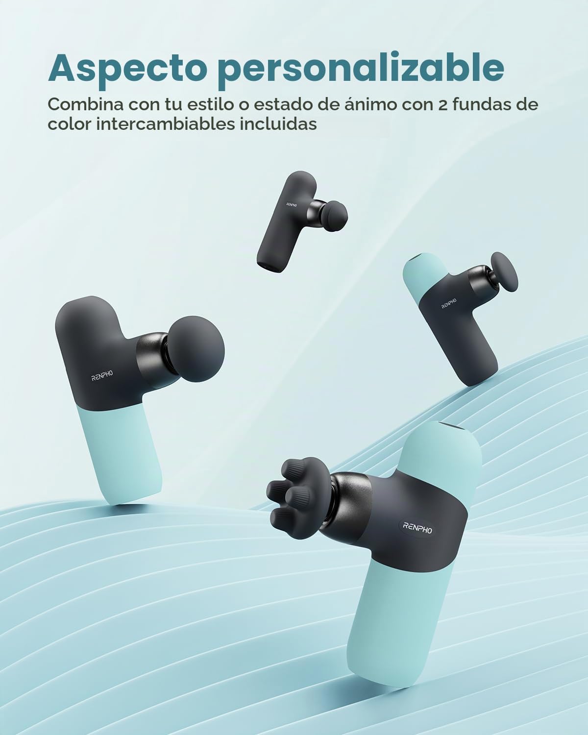 RENPHO Mini pistola de masaje térmico con calor, carcasa de silicon...