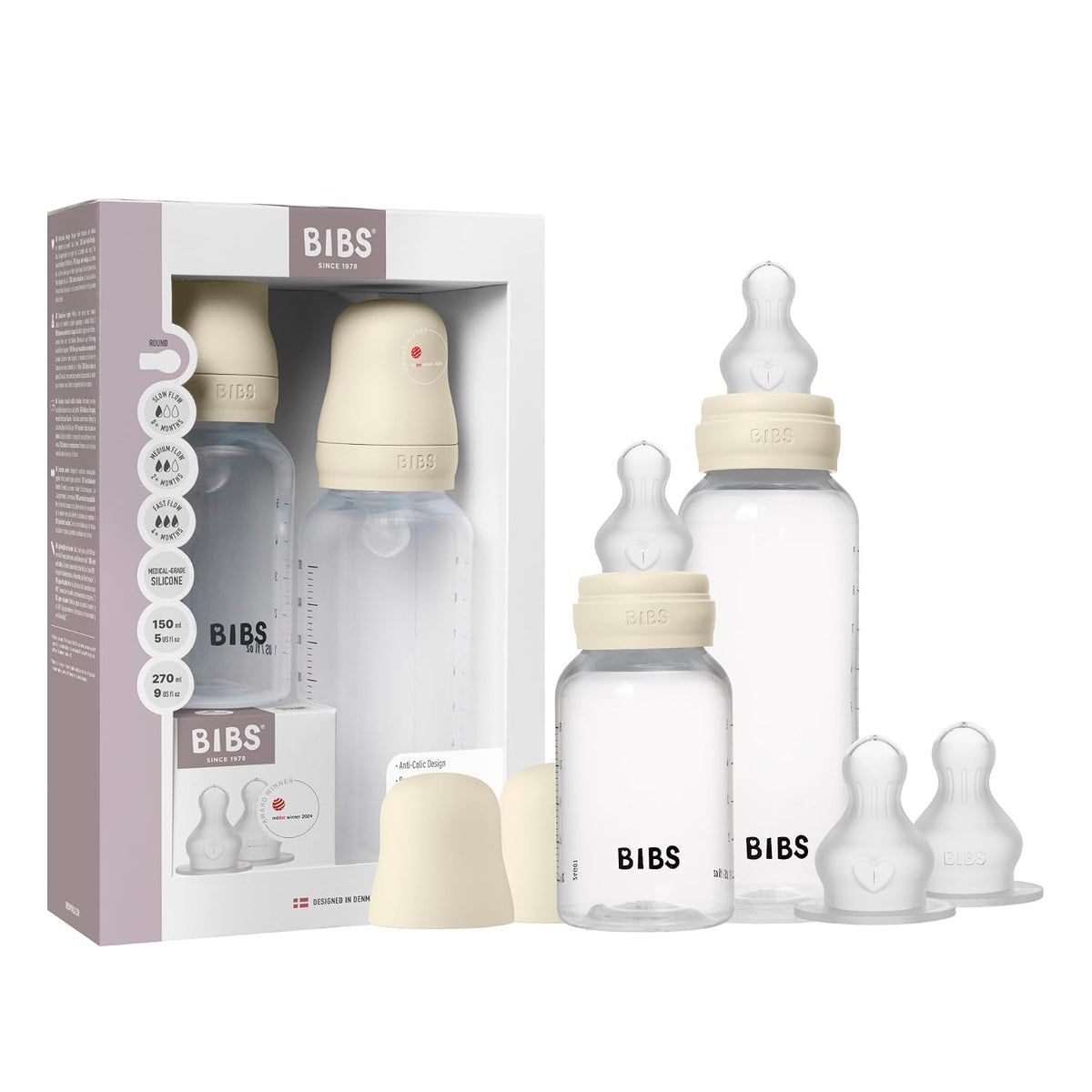 BIBS Grow &amp; Flow - Juego de biberones de plástico para bebé, 5....