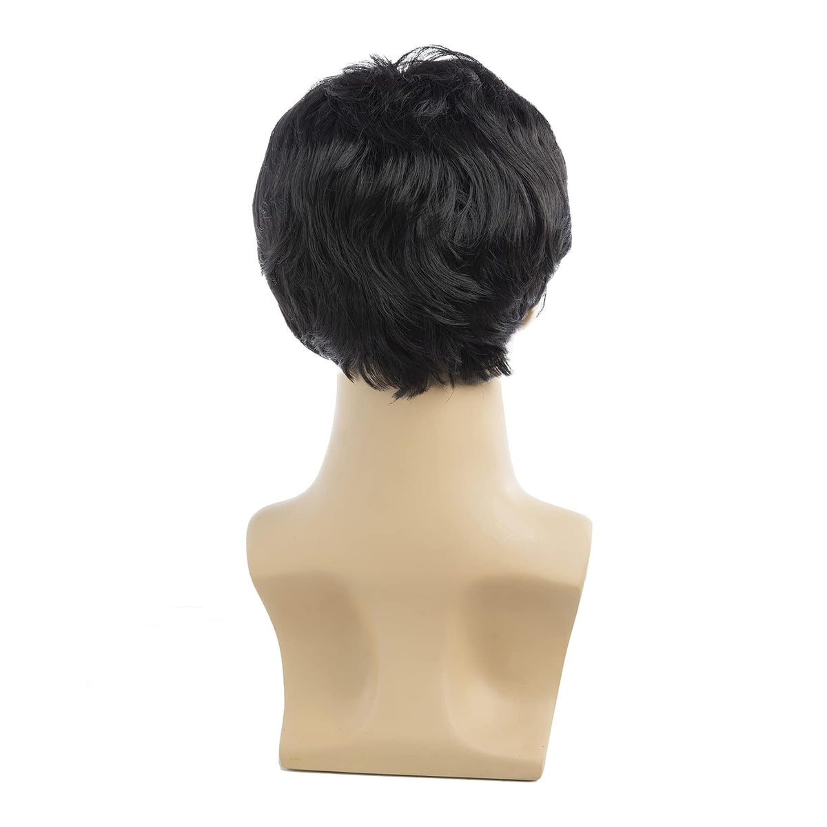 Baruisi Pelucas Cortas para Hombre, Color Negro, Sintética, Resiste...