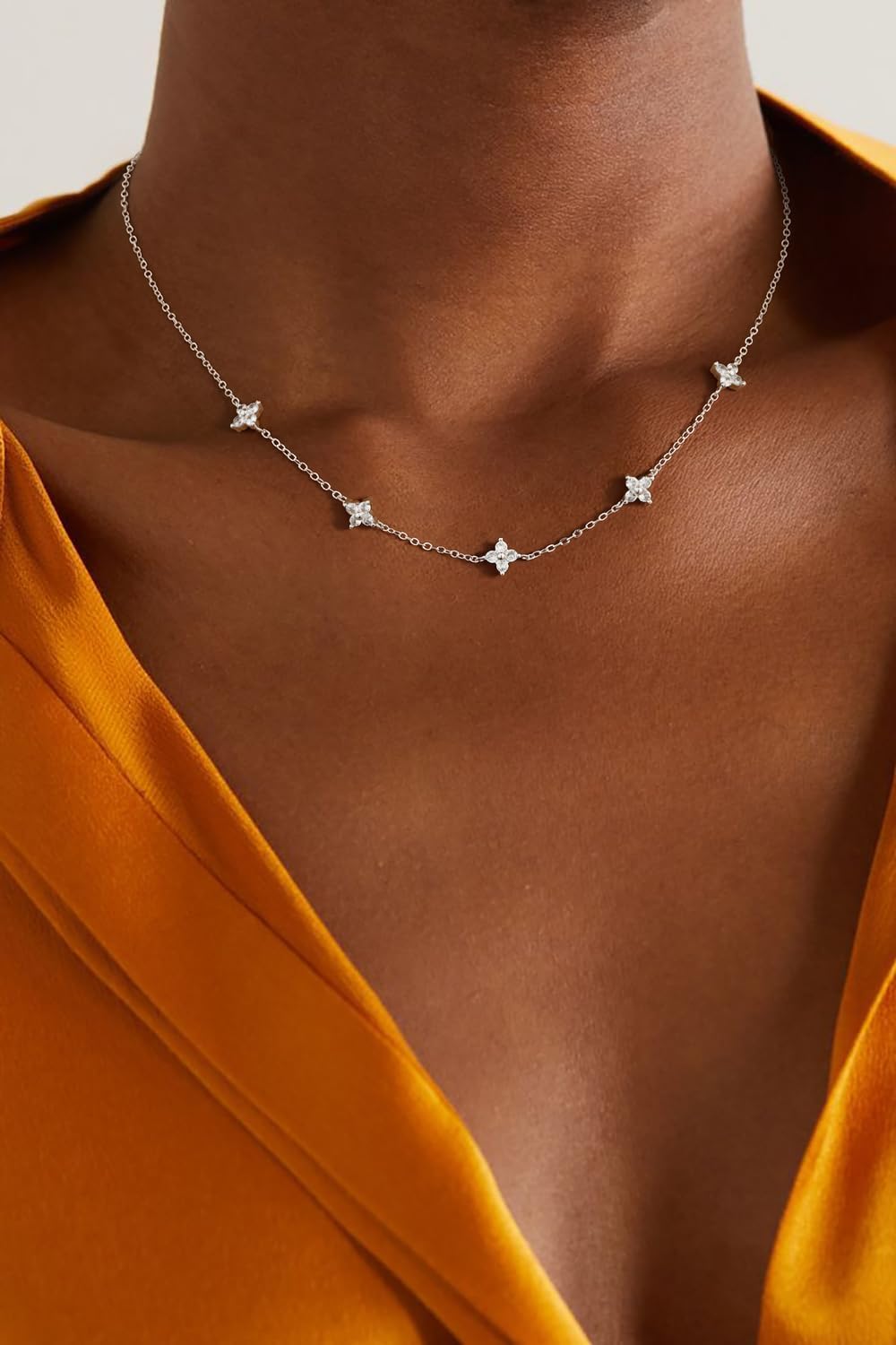 Tasiso Delicados collares de plata y oro para mujer, lindo collar d...