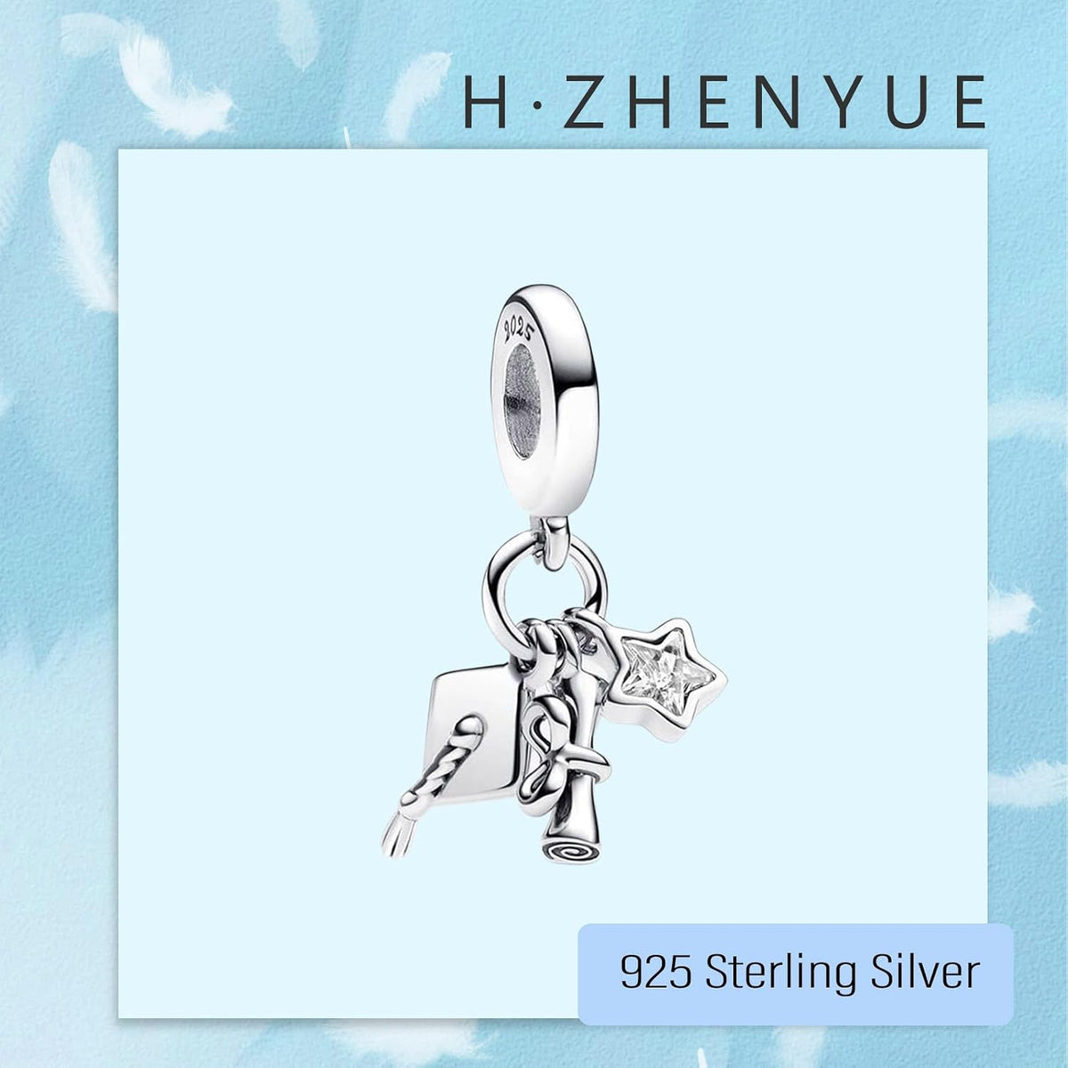H.ZHENYUE Dijes de plata esterlina 925 con diseño de personaje de p...