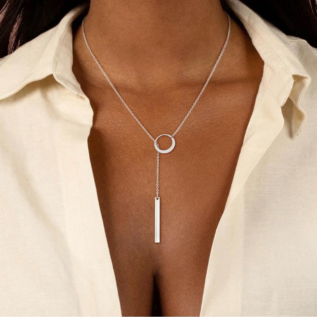 JIKASI Collares de oro Lariat para mujer, collar largo y delicado d...