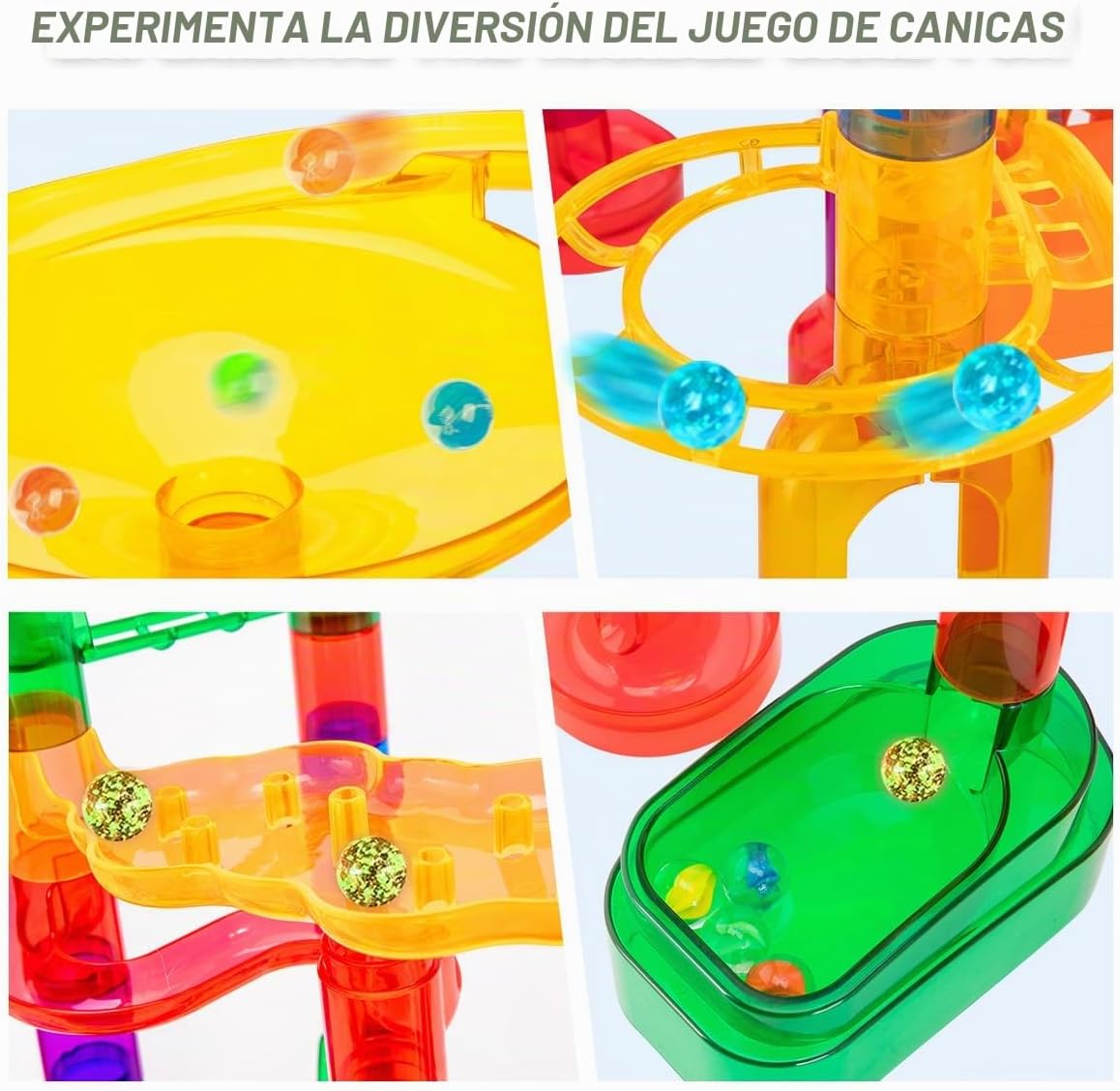 247 piezas de pista de canicas con elevador motorizado, juguetes de...