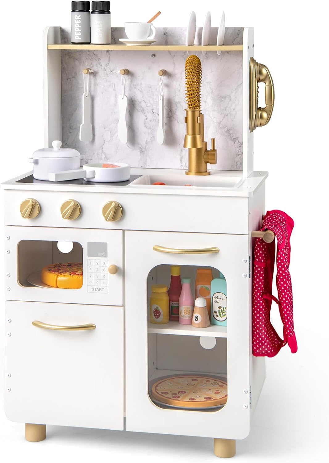 INFANS Juego de cocina para niños, juego de cocina de madera para n...