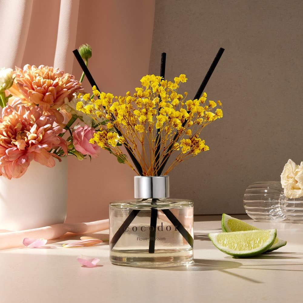 COCODOR - Difusor con flores preservadas, aceite de jazmín blanco y...