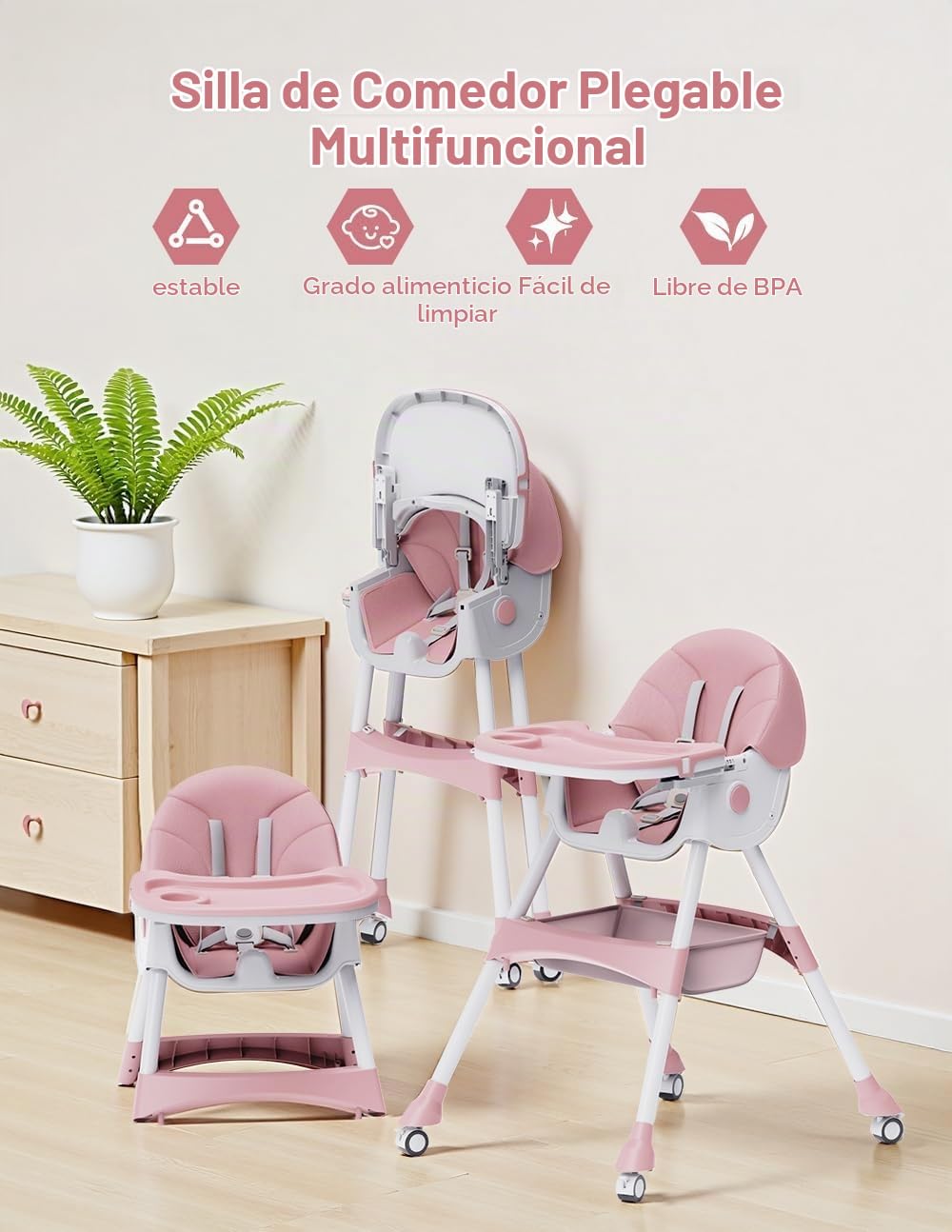 Sillas altas para bebés y niños pequeños, silla alta convertible 4...
