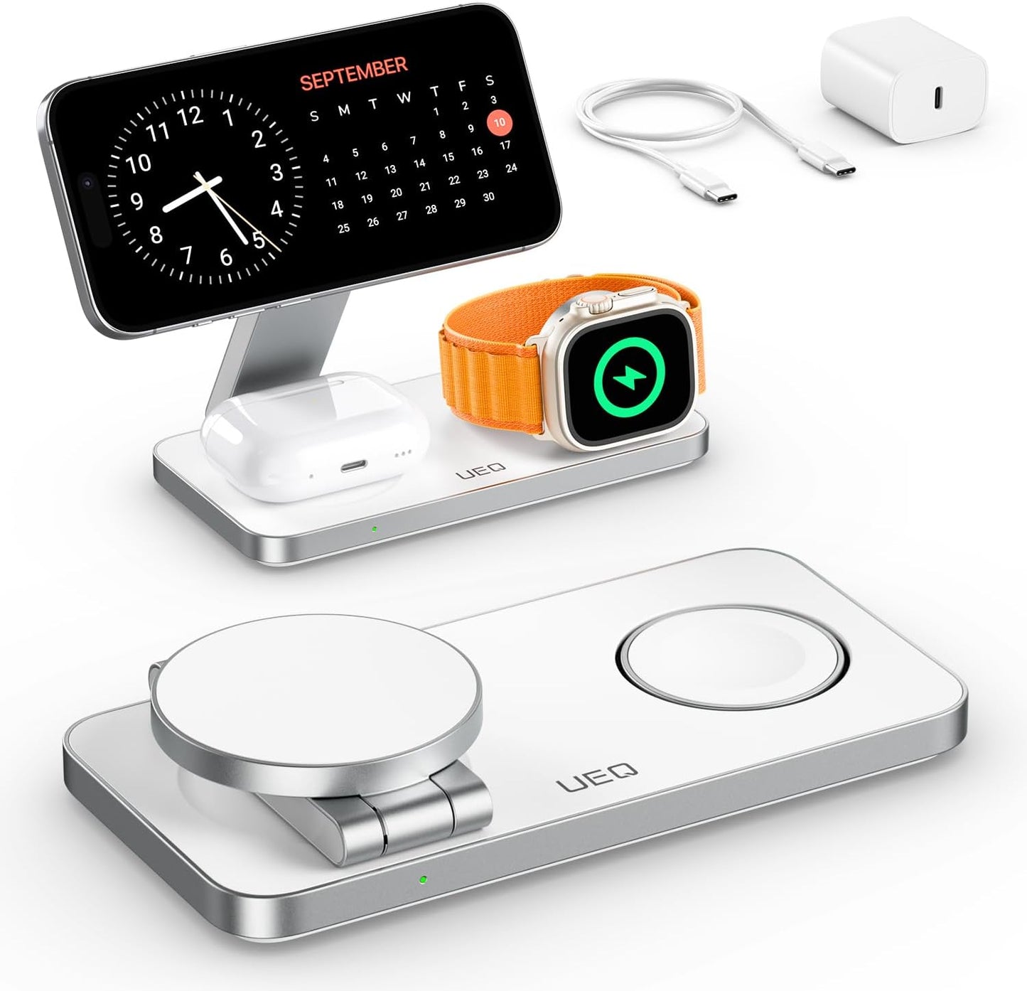 UEQ Estación de carga inalámbrica plegable 3 en 1 para Apple compat...