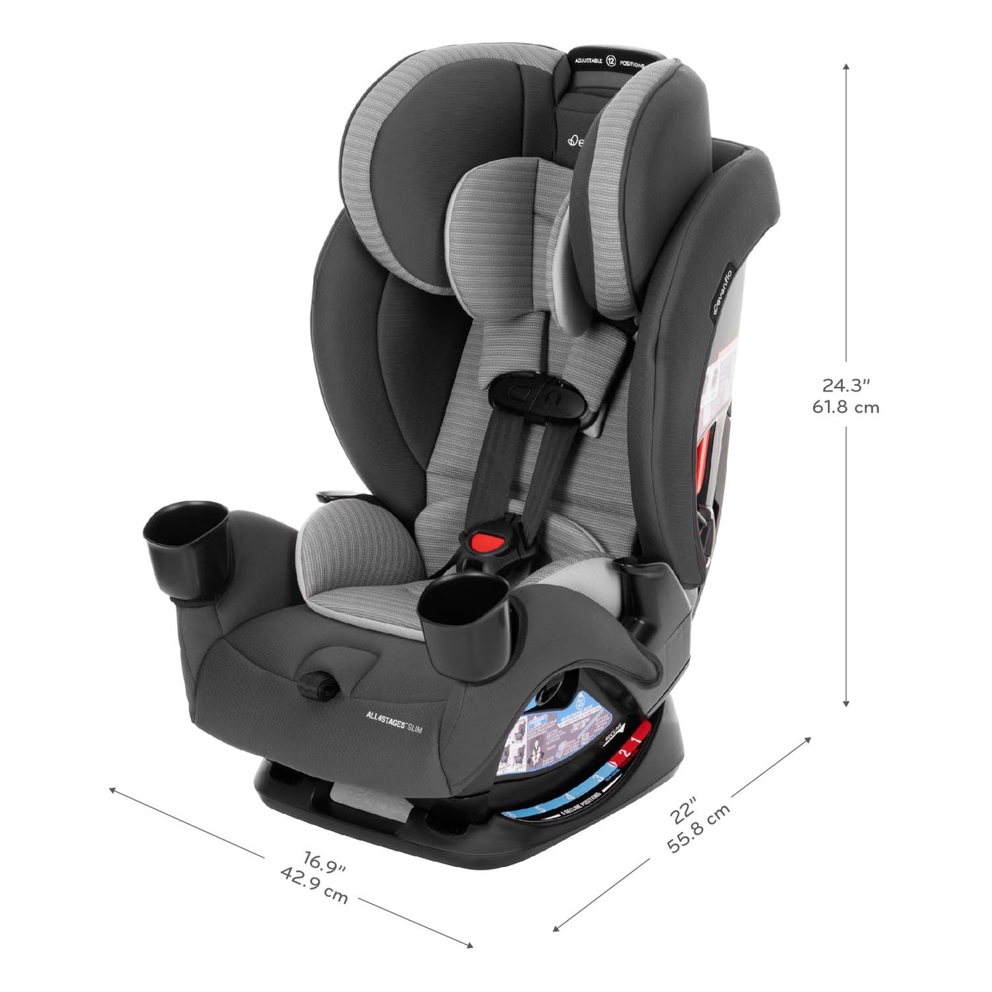 Evenflo All4Stages - Asiento convertible delgado 4 en 1 para automó...