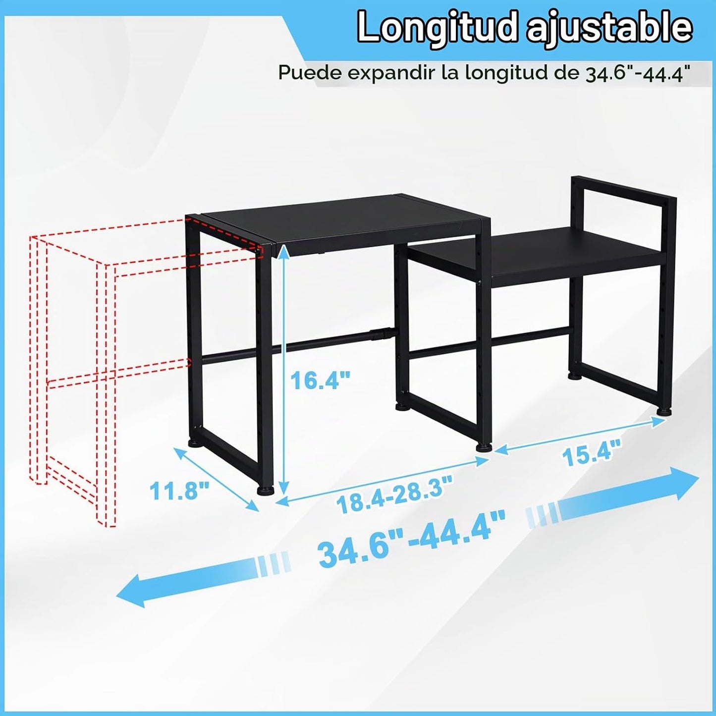 Estantes de almacenamiento de metal expandibles de 44.3 pulgadas, u...