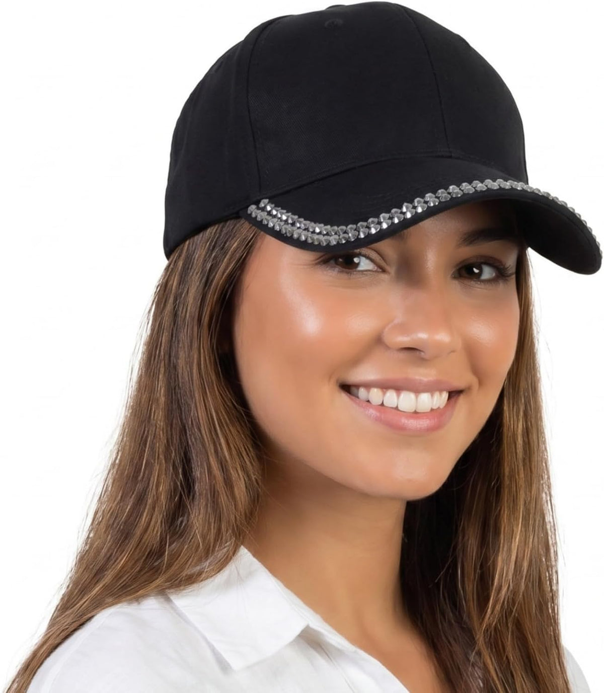 BUDUBIBI Gorra de béisbol con diamantes de imitación para mujer, go...