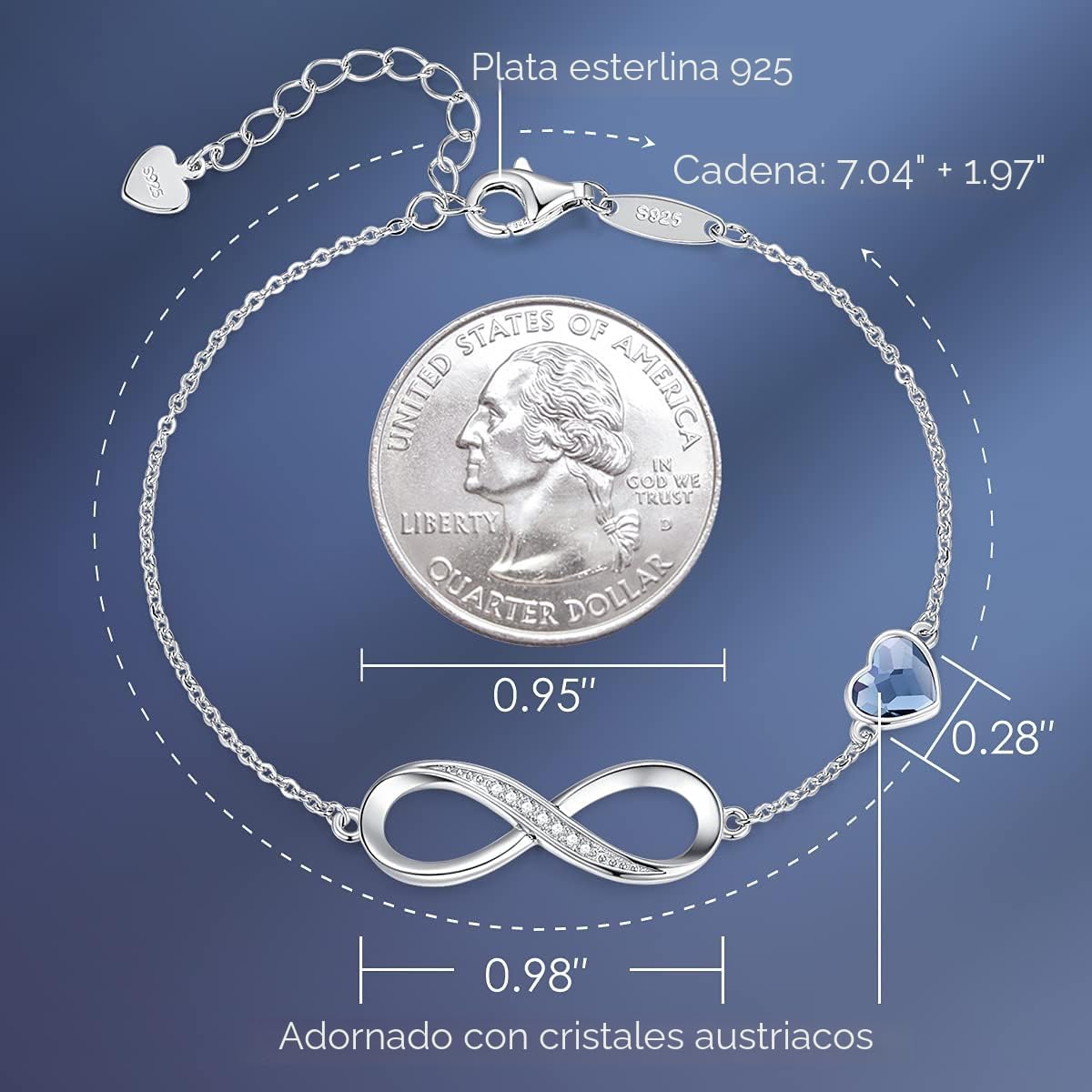 CDE Pulsera de plata de ley 925 con piedra natal infinita, regalo d...