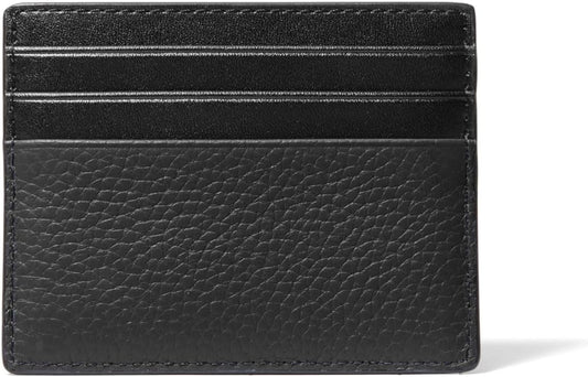 Michael Kors Hudson - Estuche alto para tarjetas, piel granulada negra