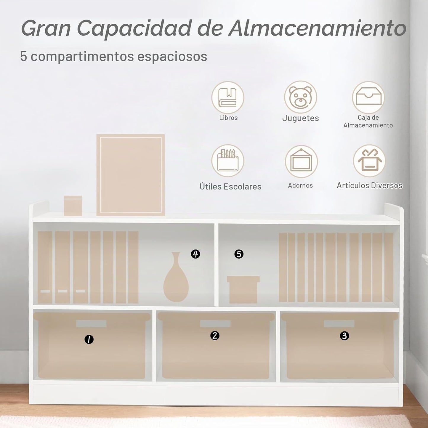 PTINFLUCE Estante Montessori, organizador de almacenamiento de jugu...