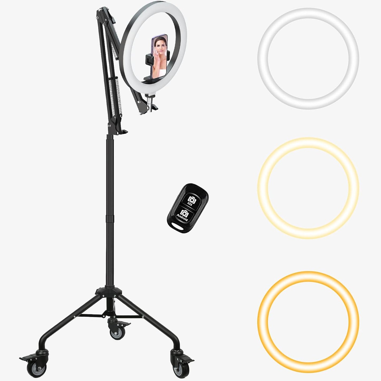 LUXSURE Trípode de luz de anillo para iPhone, anillo de luz con sop...