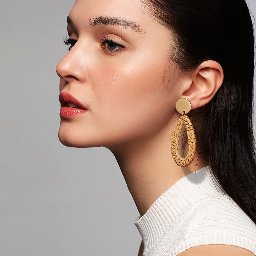 Juego de 4 pares de aretes colgantes redondos bohemios hechos a man...