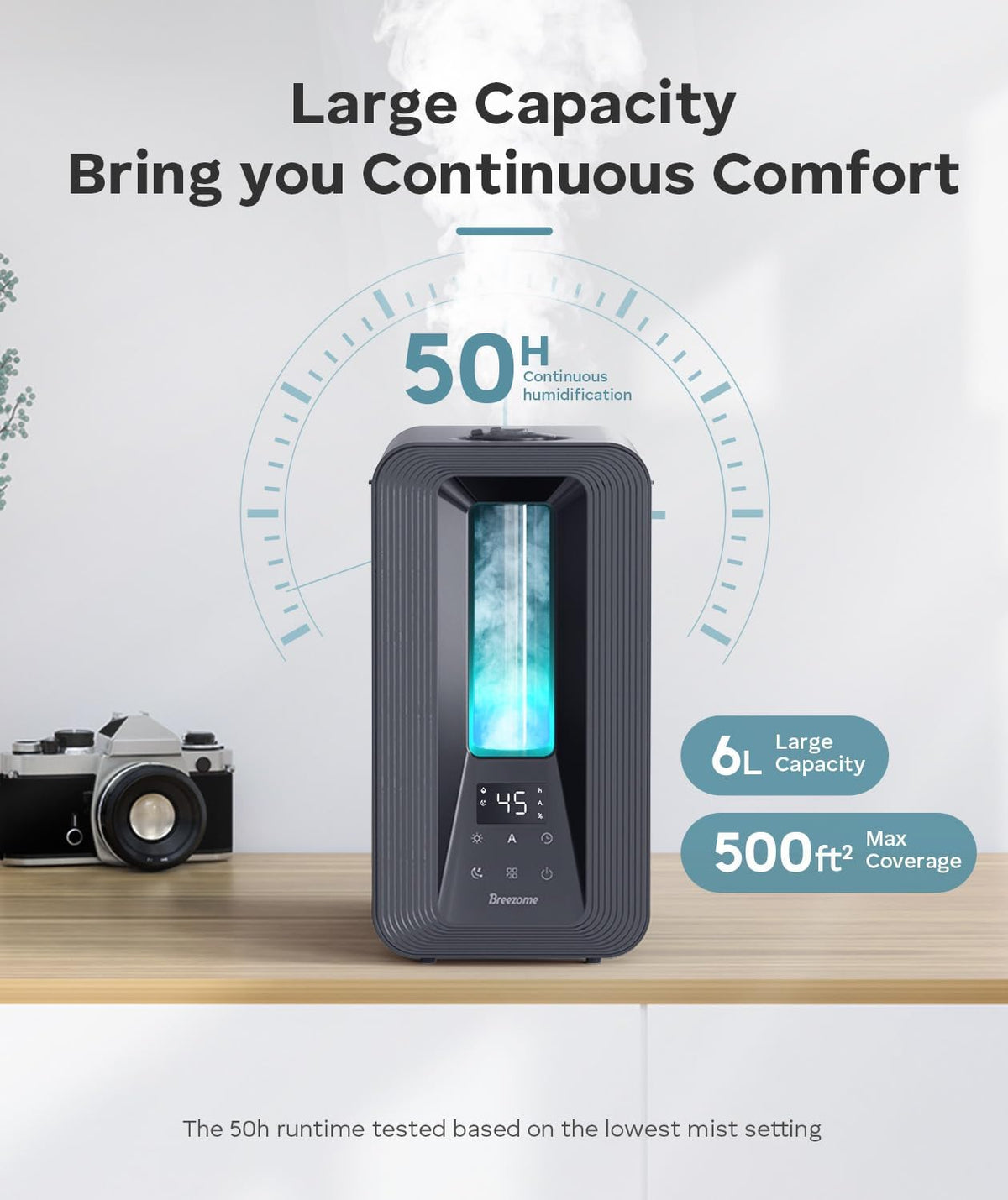 BREEZOME Humidificadores de 6L para dormitorio, humidificador de ll...