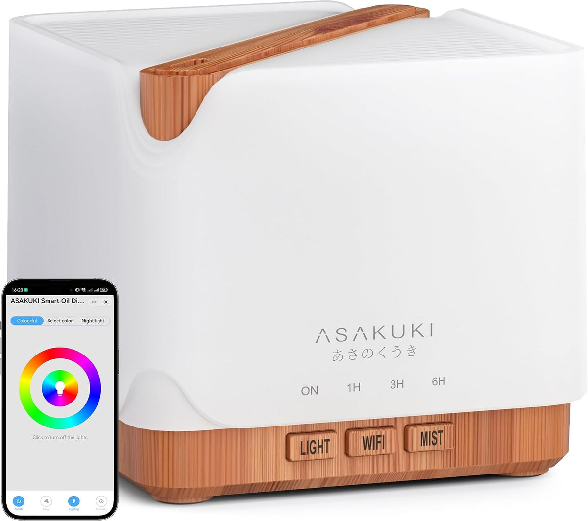 ASAKUKI Difusor de Aceites Esenciales Humidificador Smart WiFi 23.7...