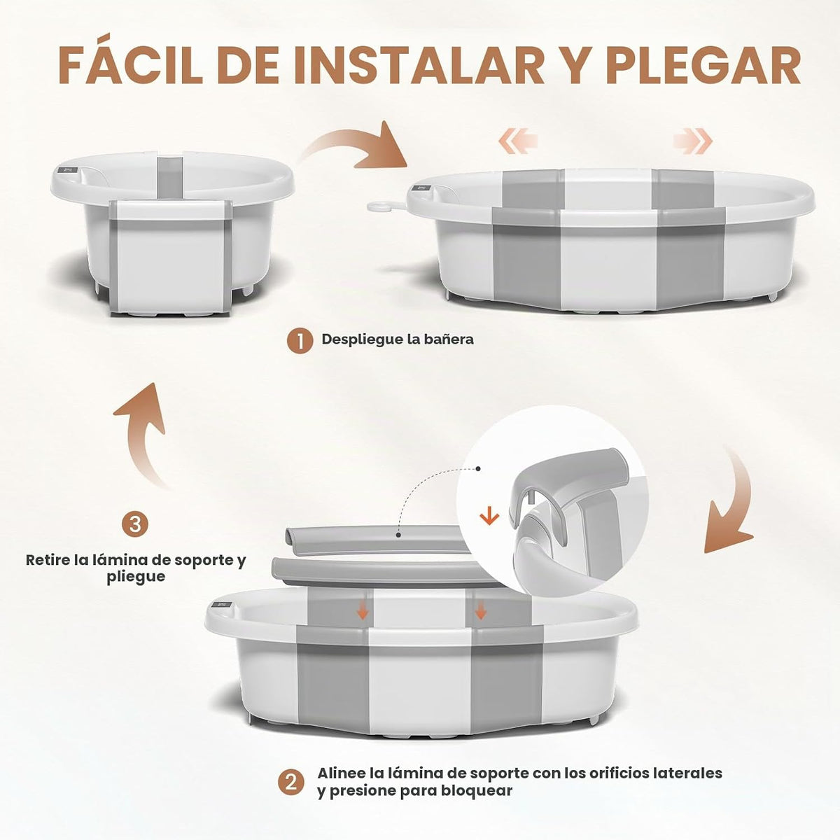 Bañera plegable para bebés, bañeras para recién nacidos con cojín s...