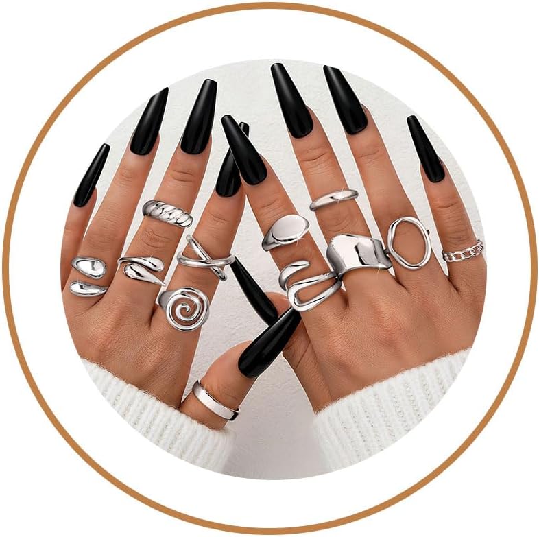 ZHESHY Anillos gruesos de oro para mujer, sin deslustre, chapados e...