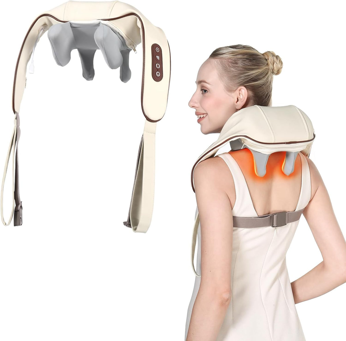 KppeX Almohada masajeadora de cuello 6D con calor para aliviar el d...