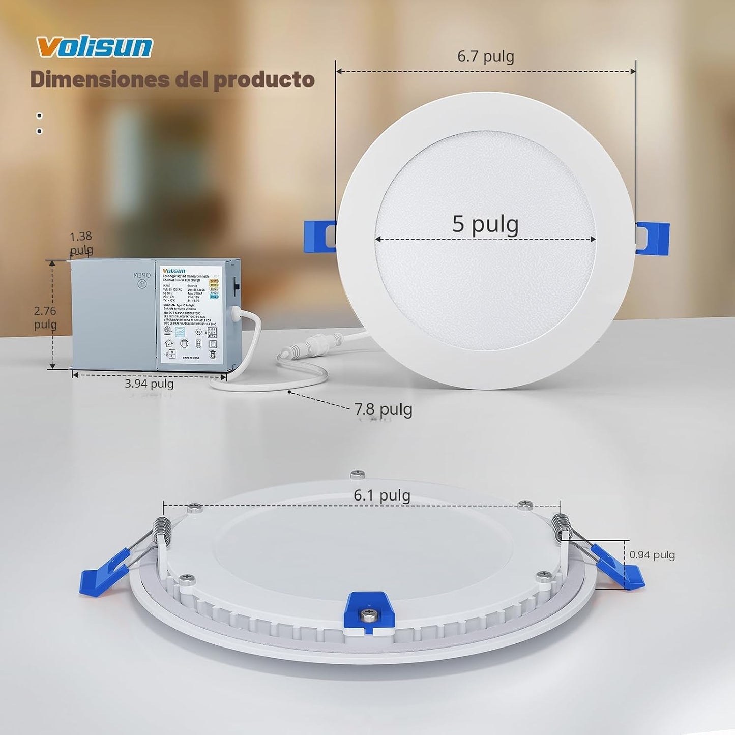 VOLISUN Paquete de 24 luces empotrables de 6 pulgadas, luz LED empo...