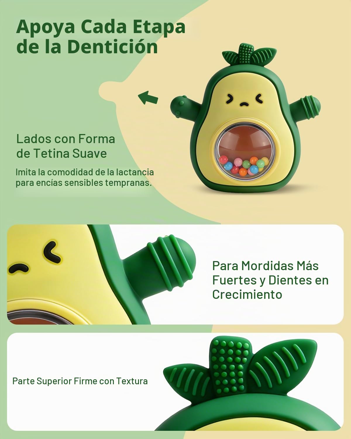 Juguetes de dentición para bebés, mordedor de silicona fácil de suj...
