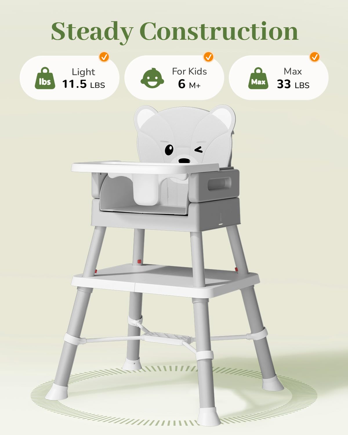AVIDOR Trona de bebé para bebés y niños pequeños, silla alta 6 en 1...