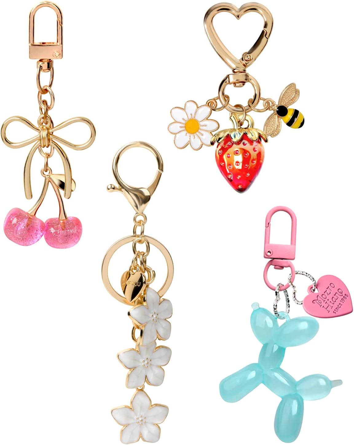 4 dijes para bolsos, bonitos accesorios para bolso y llavero de cer...