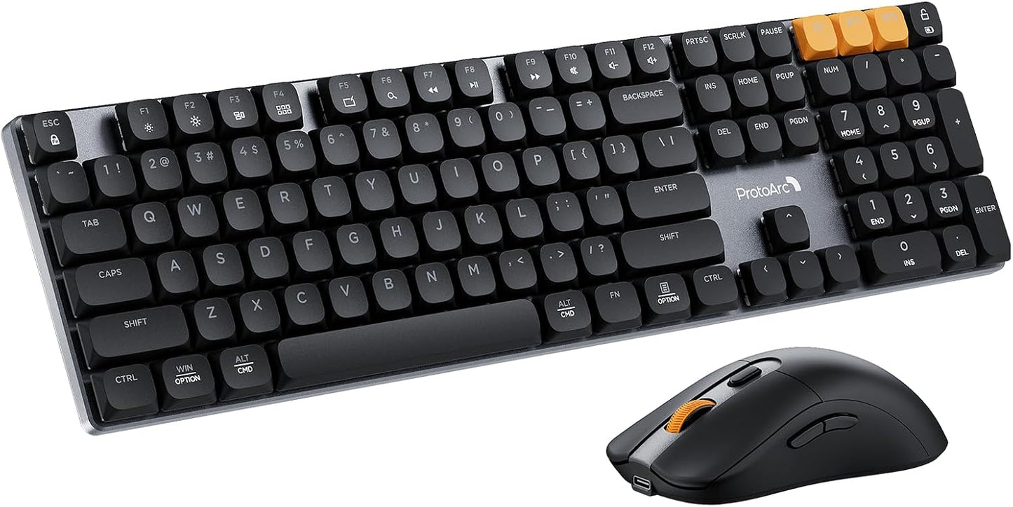 ProtoArc Teclado mecánico inalámbrico KM310 y ratón, sin retroilumi...