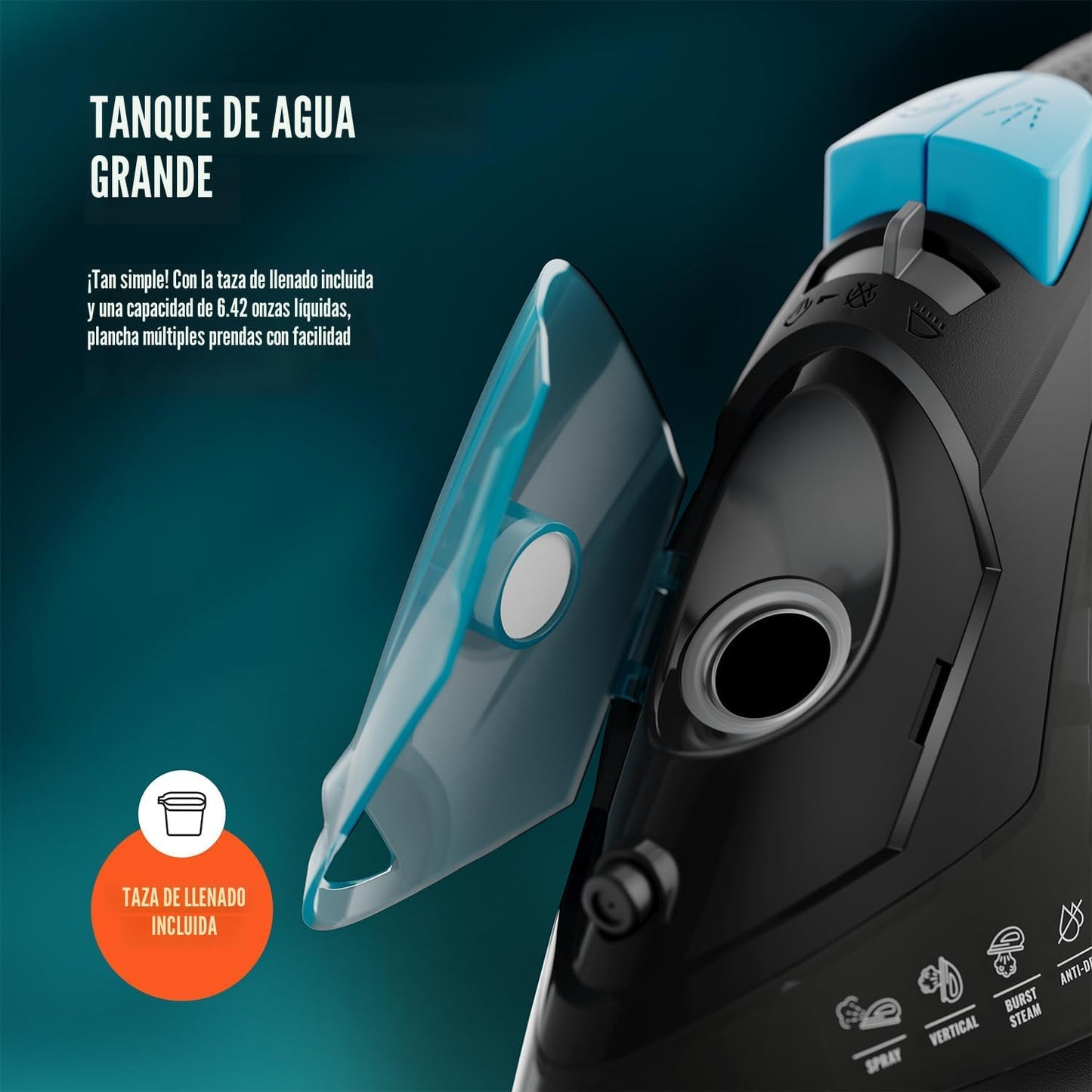PurSteam - Plancha de vapor profesional de 1250 W, potente vaporiza...