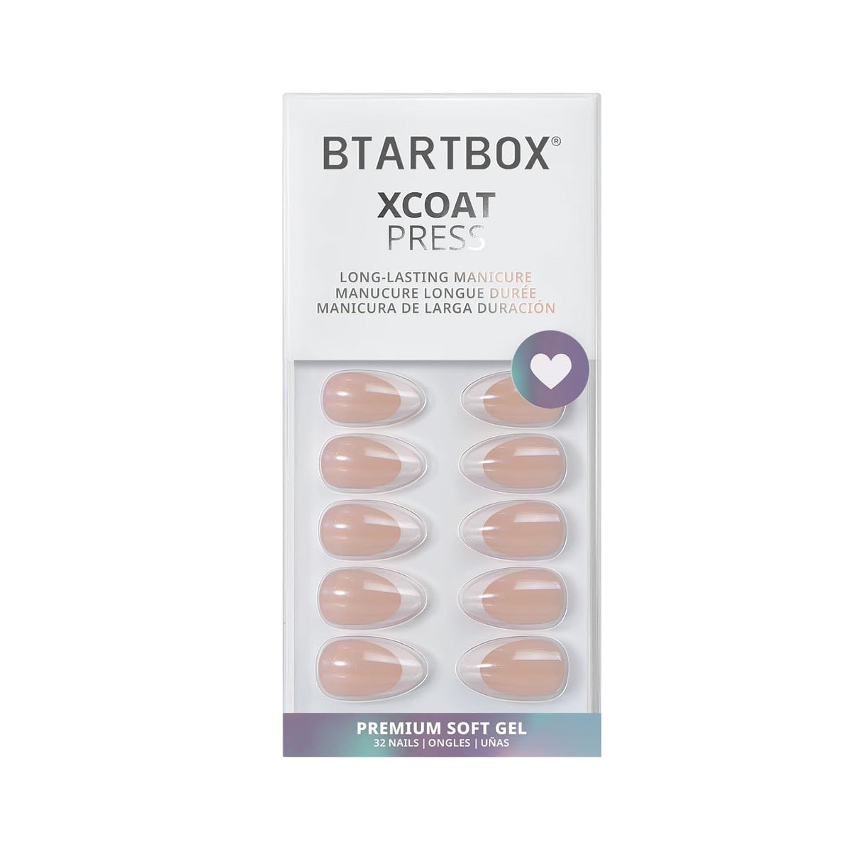 BTArtbox Uñas a presión, uñas cortas con punta francesa de almendra...