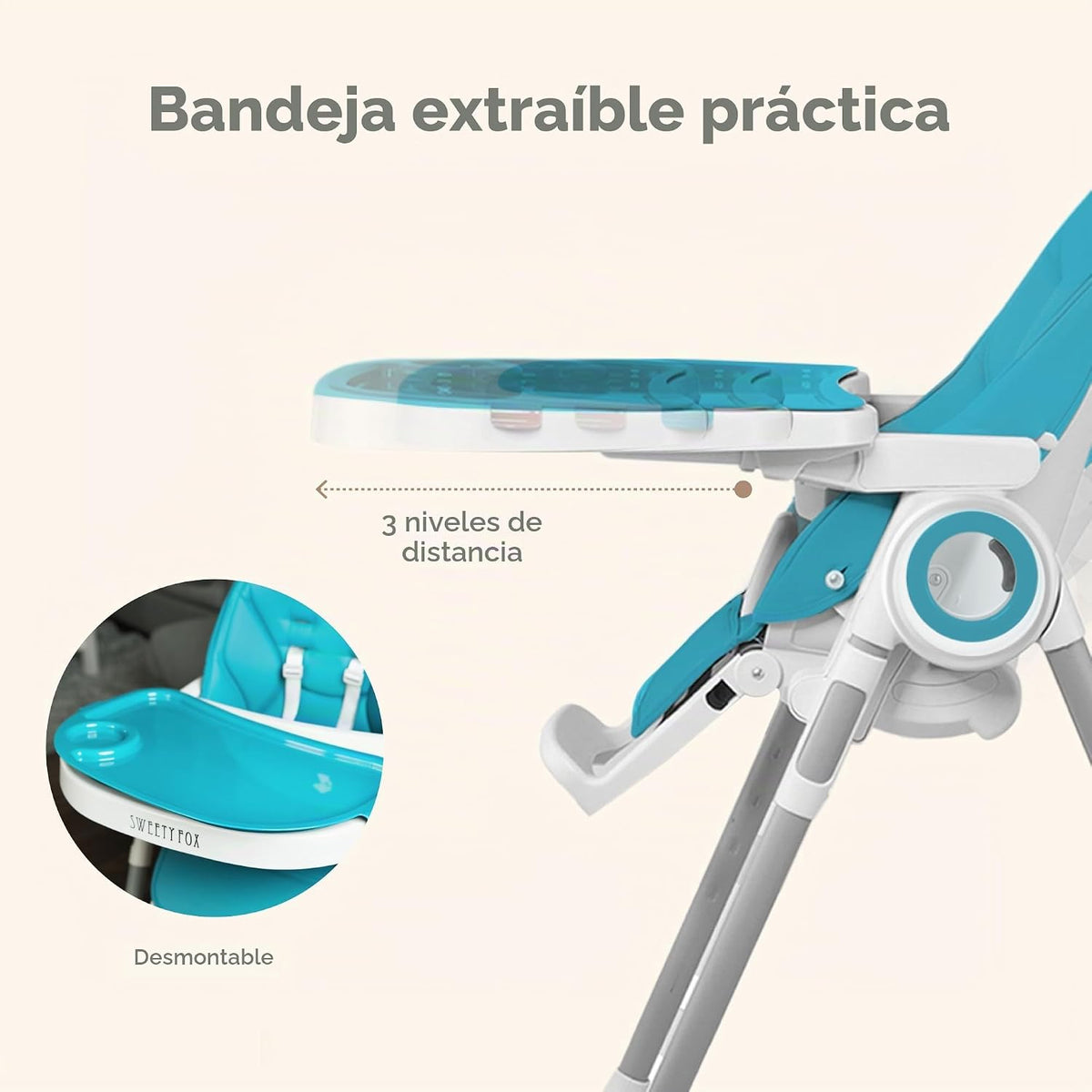 Silla alta para bebé ajustable a 7 alturas diferentes - Sillas alta...