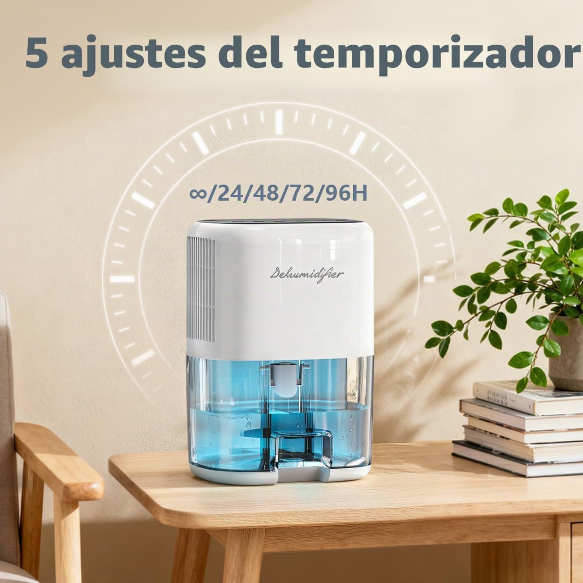 Deshumidificador pequeño para el hogar, silencioso de 44 onzas con...