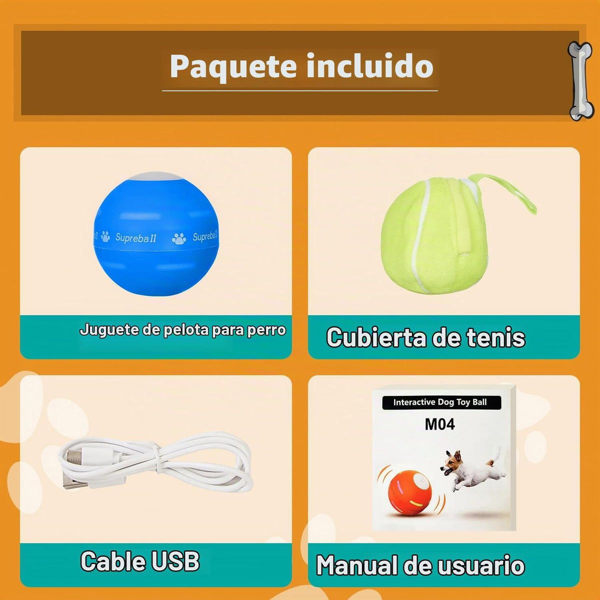 PetDroid - Juguetes interactivos para perros, bola para perros, [nu...